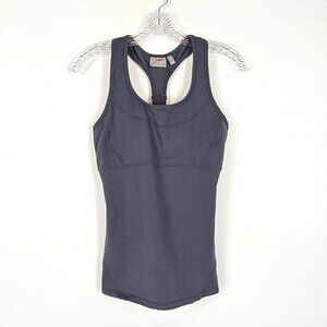 Athleta Racerback Tank Top Womens Size Small Gray Shelf Bra Athletic Wear Gym